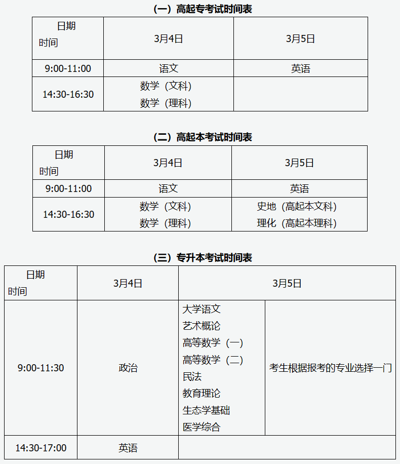 山西省关于2022年成人高考(延考)考试时间的公告